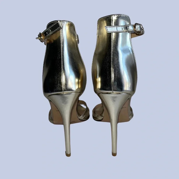 VENUS Gold Metallic Ankle Strap Heels – Stiletto Sandals Size 8 - Picture 3 of 8